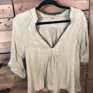 Free People sparkly green blouse